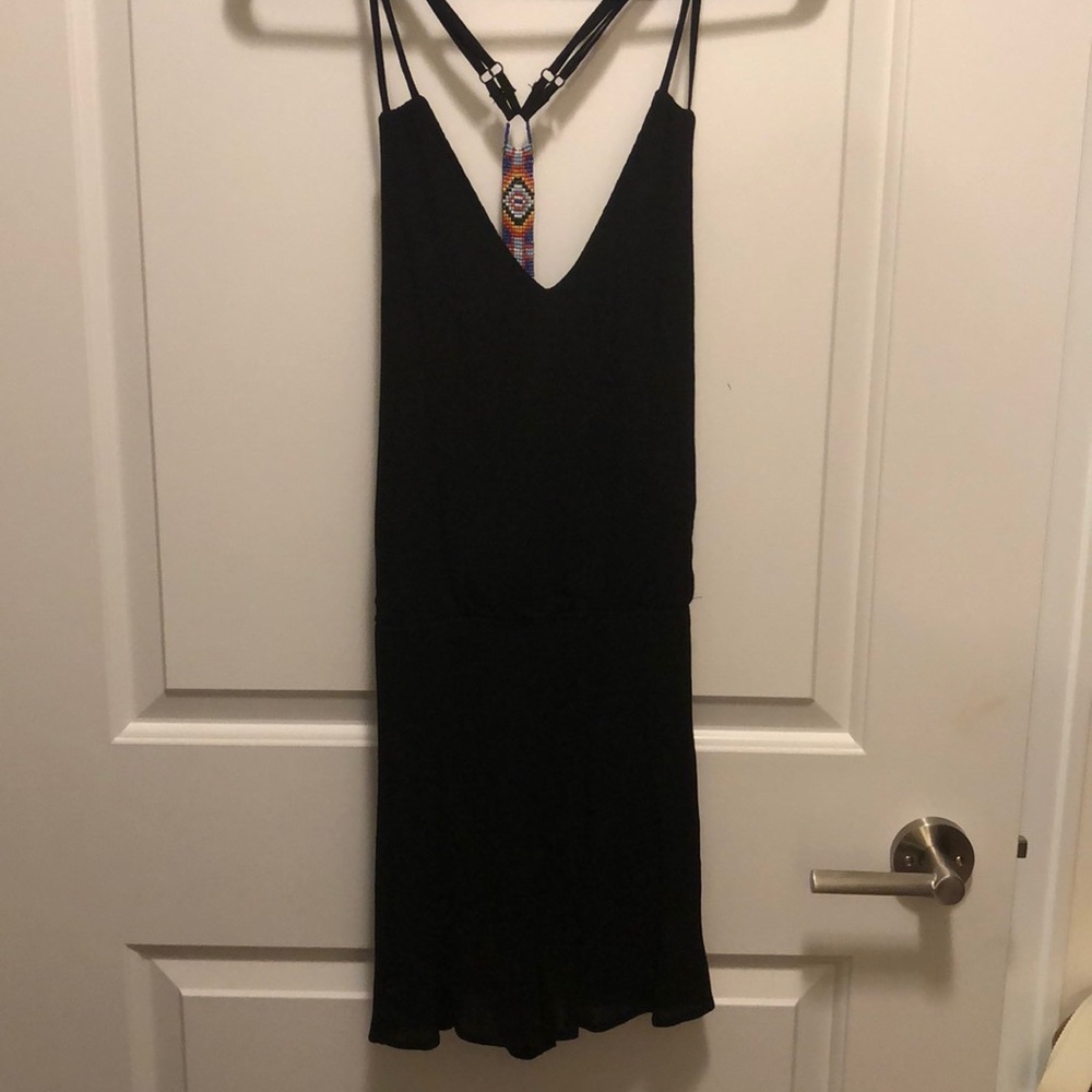 Black backless romper